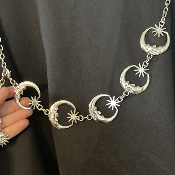 Gothic Hot Topic Black Skater Skirt with Moon Belt - Picture 2 of 3